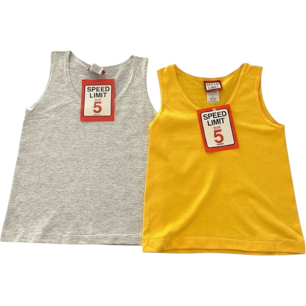 Speed Limit Tank Tops Little Boys Size 5 Gray Yellow Vintage 2 Pack USA Made